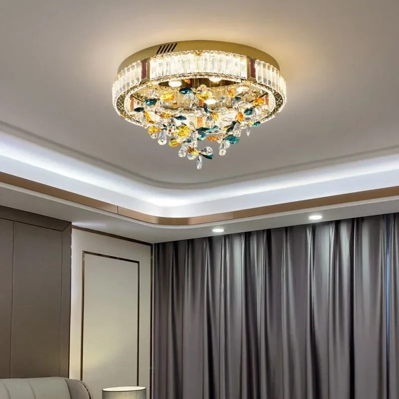 Afralia™ Crystal Flower LED Ceiling Lamps: Modern Home Decor, Colorful Round Lights