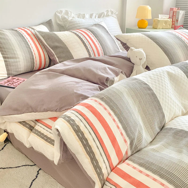 Afralia™ Cotton Jacquard Bedding Set - Single Double Queen King Size Bedclothes