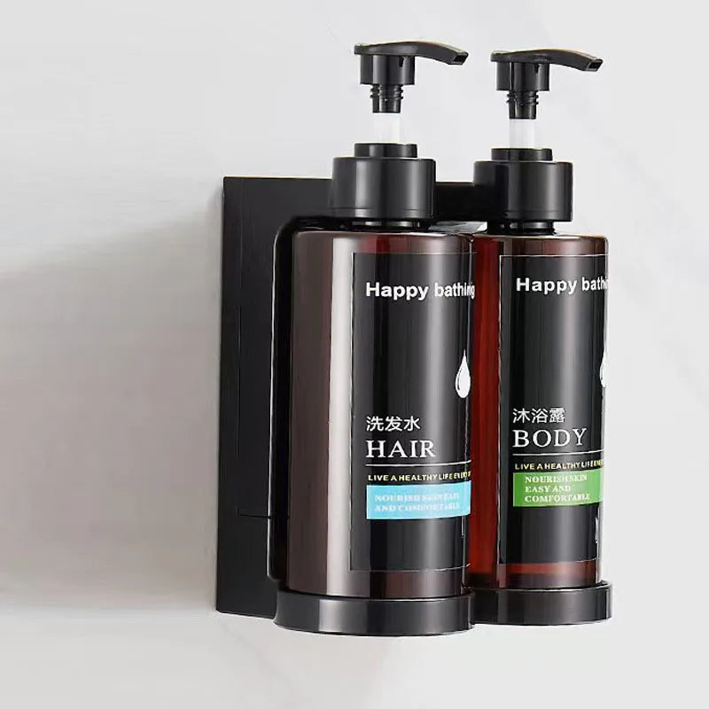 Afralia™ Amber Soap Dispenser & Shampoo Bottles Set for Drill-Free Bathroom Storage