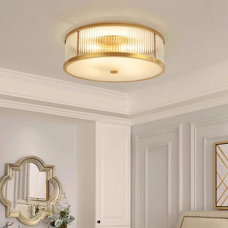 Afralia™ Copper Glass Ceiling Light, LED Foyer Restaurant Living Room Lamp