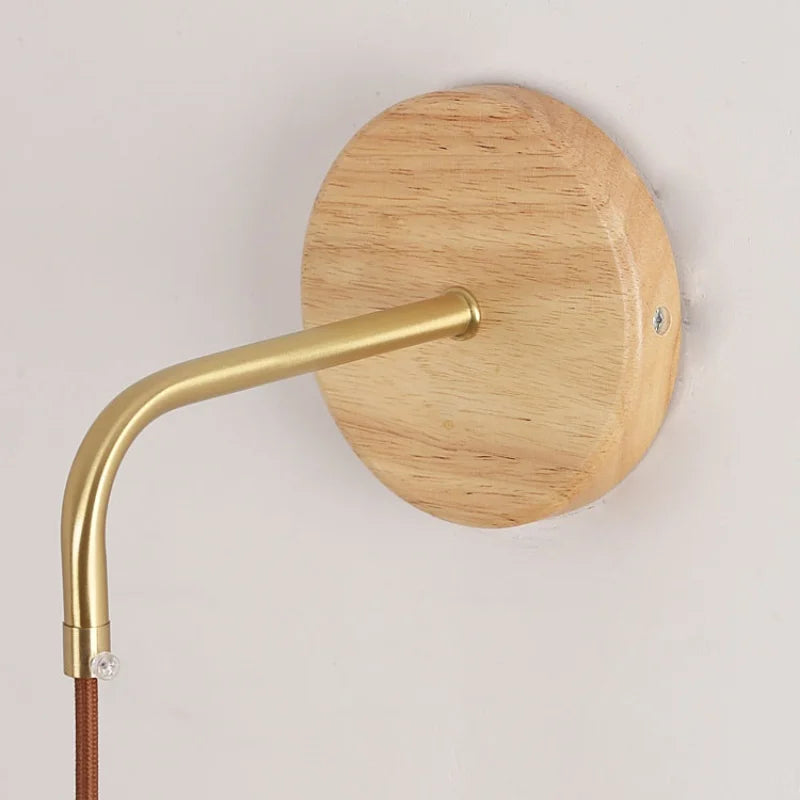 Afralia™ Wood Glass LED Wall Light with Pull Chain Switch