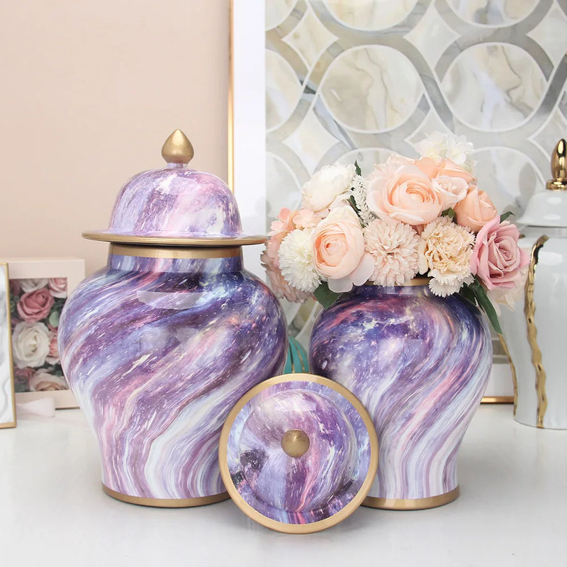 Afralia™ Starry Sky Ceramic Jar - Home Decor & Storage