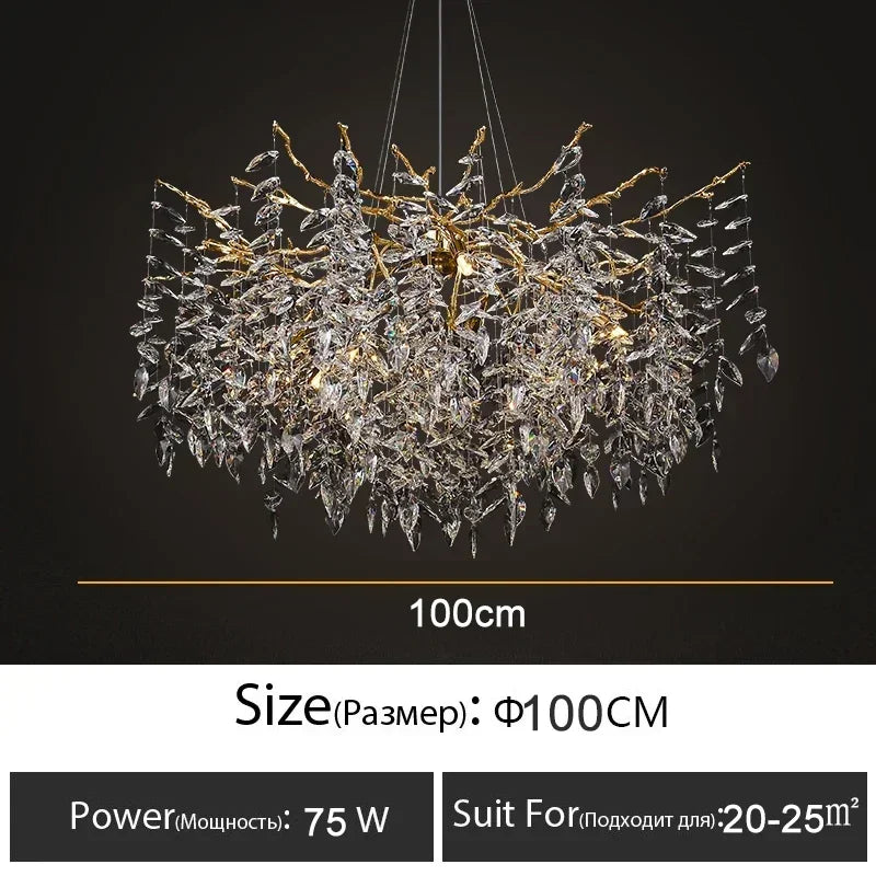 Afralia™ Branch Crystal Chandelier: Luxury LED Ceiling Light for Living Room & Dining Room