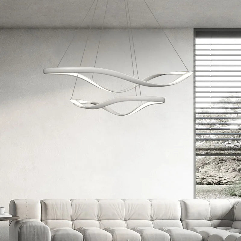 Afralia™ Modern LED Chandelier: Black, White, Gold, Aluminium, Adjustable Ring for Home Décor.