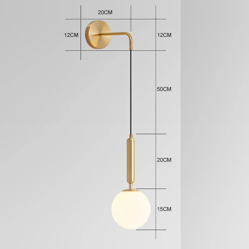 Afralia™ Modern Glass Ball Wall Lamp for Bedroom, Black, Bedside Reading, Home Decor Lighting