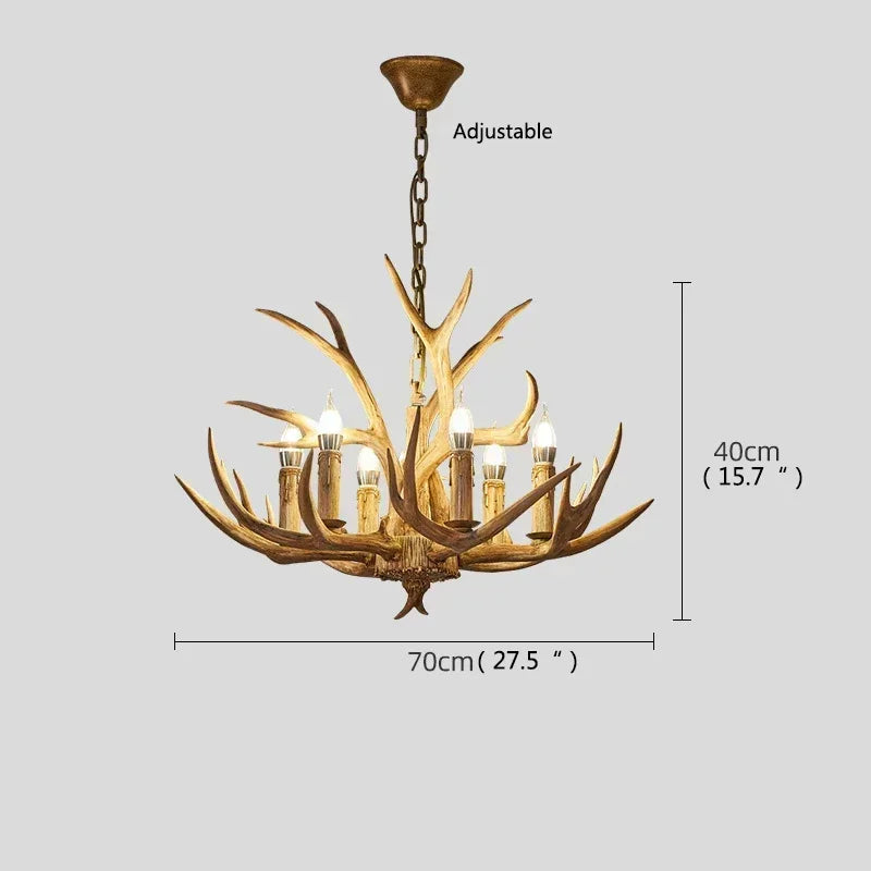 Afralia™ Antler Deer Chandelier: Rustic Resin Hanging Lamp for Living Room & Loft