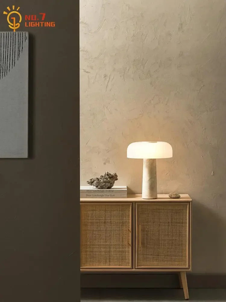 Afralia™ Mushroom LED Table Lamp: Nordic Luxury Marble Stone Desk Light for Christmas Living Room