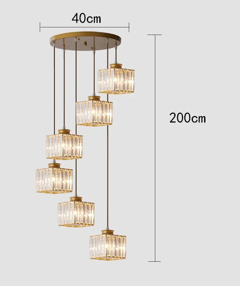 Afralia™ Crystal Staircase Pendant Lamp: Modern Luxury Interior Decoration Lighting for Home & Hotel.