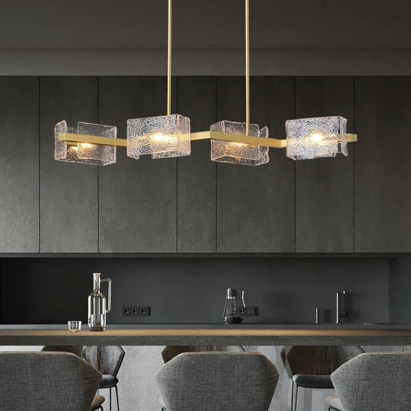 Afralia™ LED Ripples Glass Chandelier: Modern Luxury for Living Room, Bedroom, Kitchen, Bar