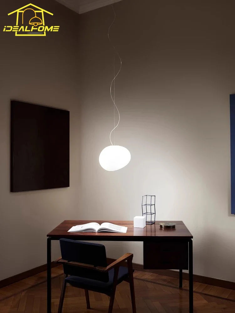 Afralia™ Glass Pebble Pendant Lights LED E27 Minimalist Design for Restaurant, Living Room, Bedroom