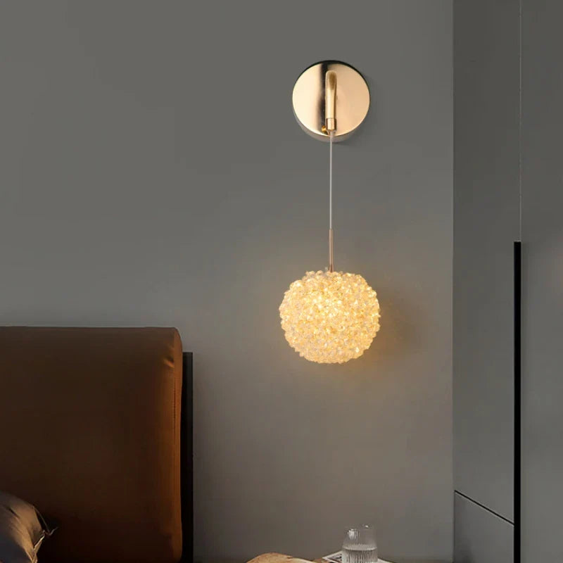 Afralia™ Crystal Wall Lamp: Gold Metal, G9 Bulb, Adjustable Wire Drop, Elegant Lighting