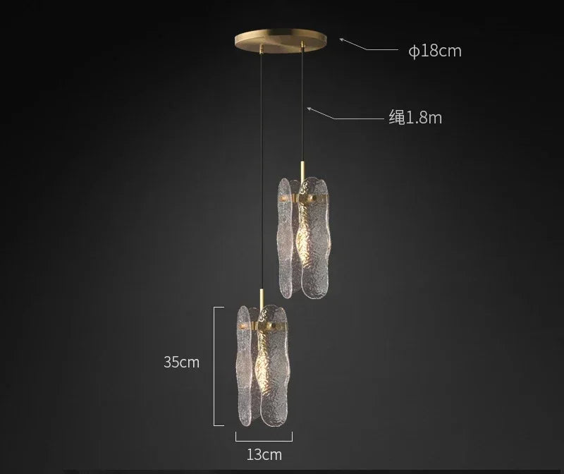 Afralia™ Water Ripple Glass Dining Chandelier: Modern Luxury LED Chandelier for Dining Room
