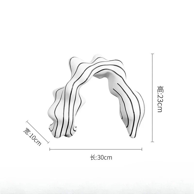 Afralia™ Golden Ring Black and White Striped Abstract Resin Figurines Home Decor