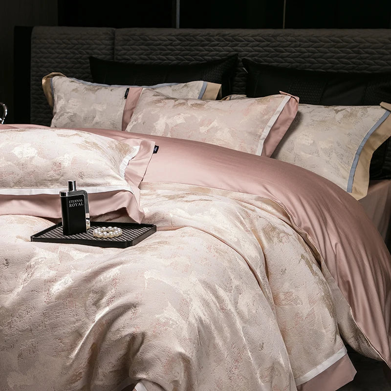 Afralia™ Luxury Yarn-dyed Jacquard Bedding Set: Duvet, Sheet, Pillowcases