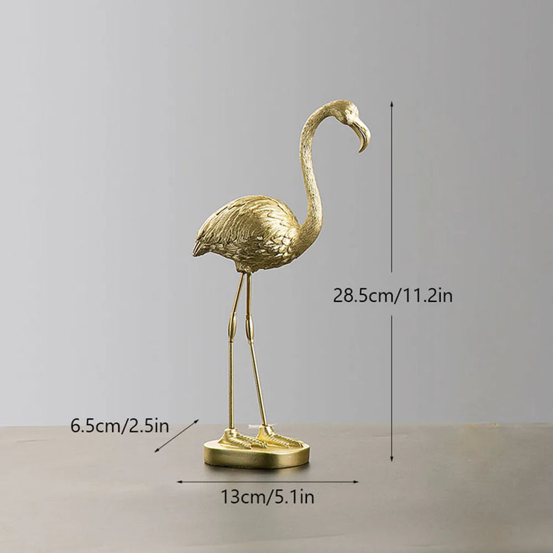 Afralia™ Golden Flamingo Resin Figurines: Luxury Animal Decor for Home & Office