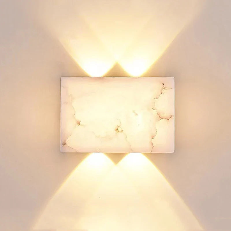 Afralia™ Copper Marble Wall Lamp Modern Simple Natural Decorative LED Sconce