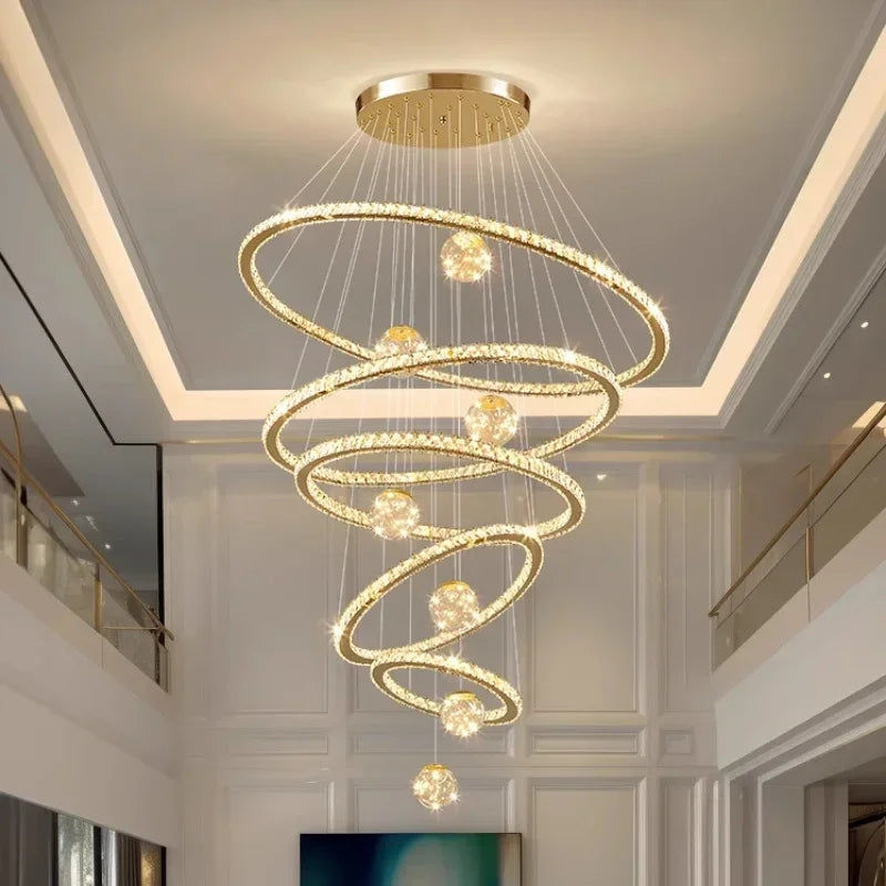 Afralia™ Crystal LED Chandelier: Modern Living Room Pendant Lights, Glass Globe Hanging Lamp
