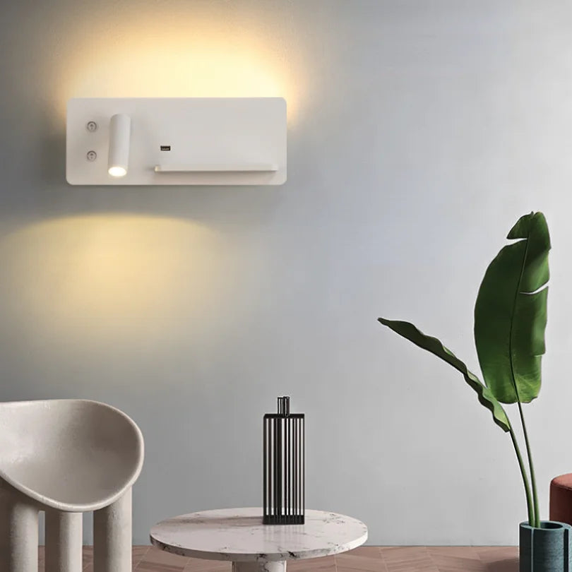 Afralia™ Wireless Charging Bedroom Sconce Lamp USB Modern Wall Light Fixtures