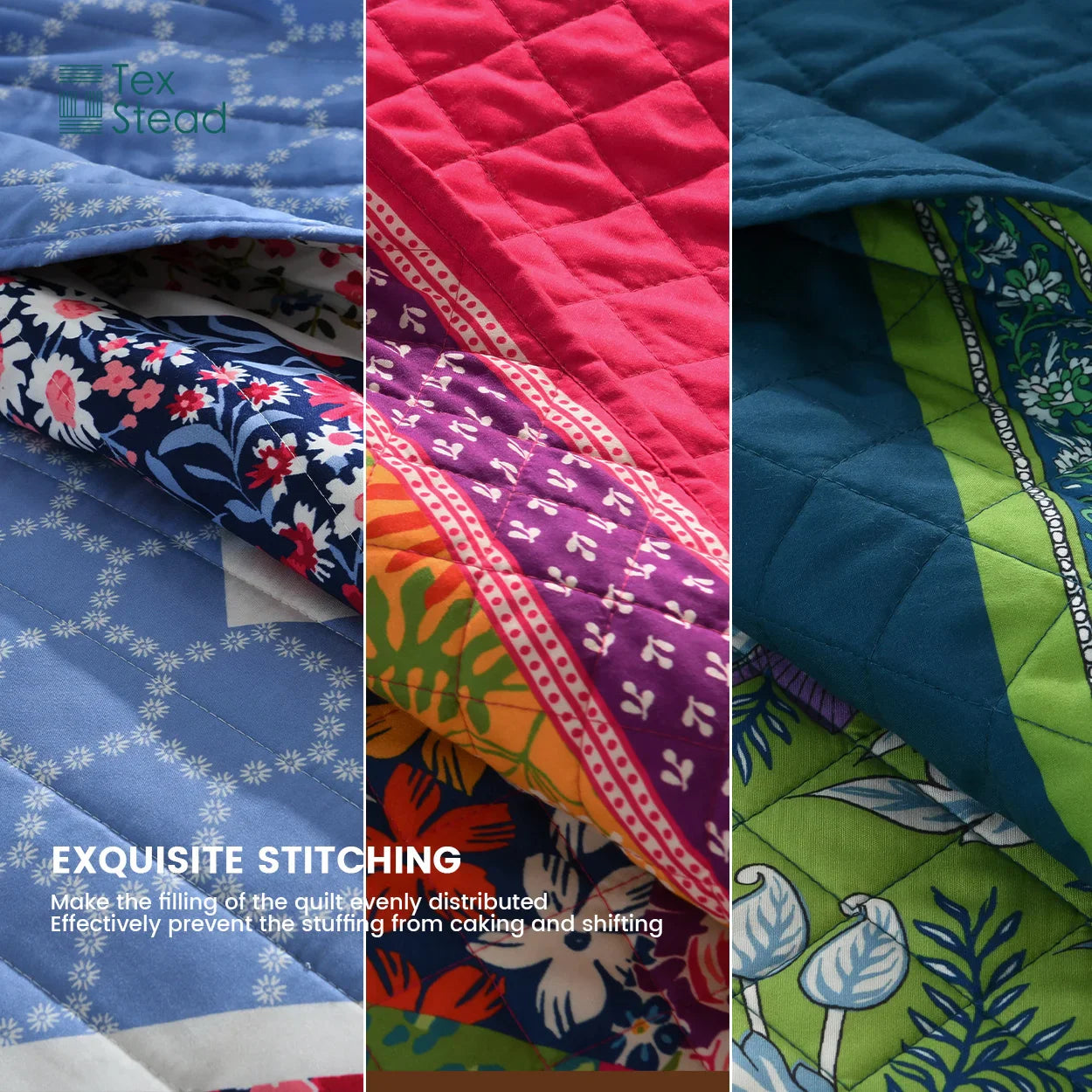 Afralia™ Christmas Twin Quilt Set - Red Printed Patchwork Polyester Bedding