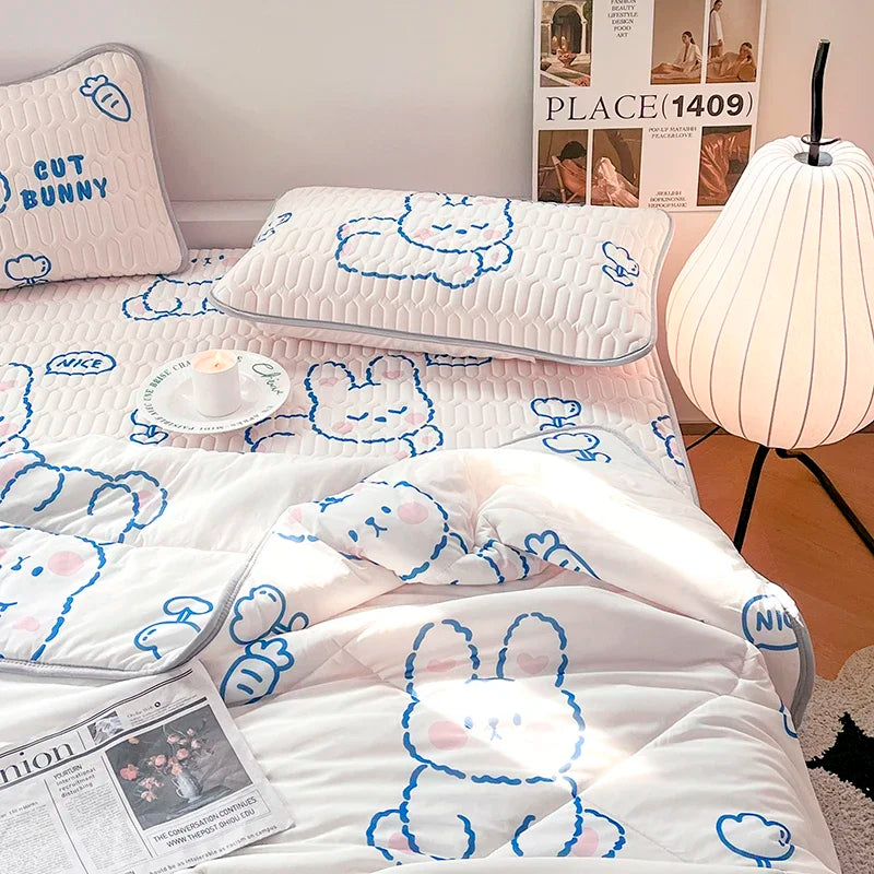 Afralia™ Double-Sided Cool Comforter Set: Ice Silk Duvet, Fitted Sheet, Pillowcase