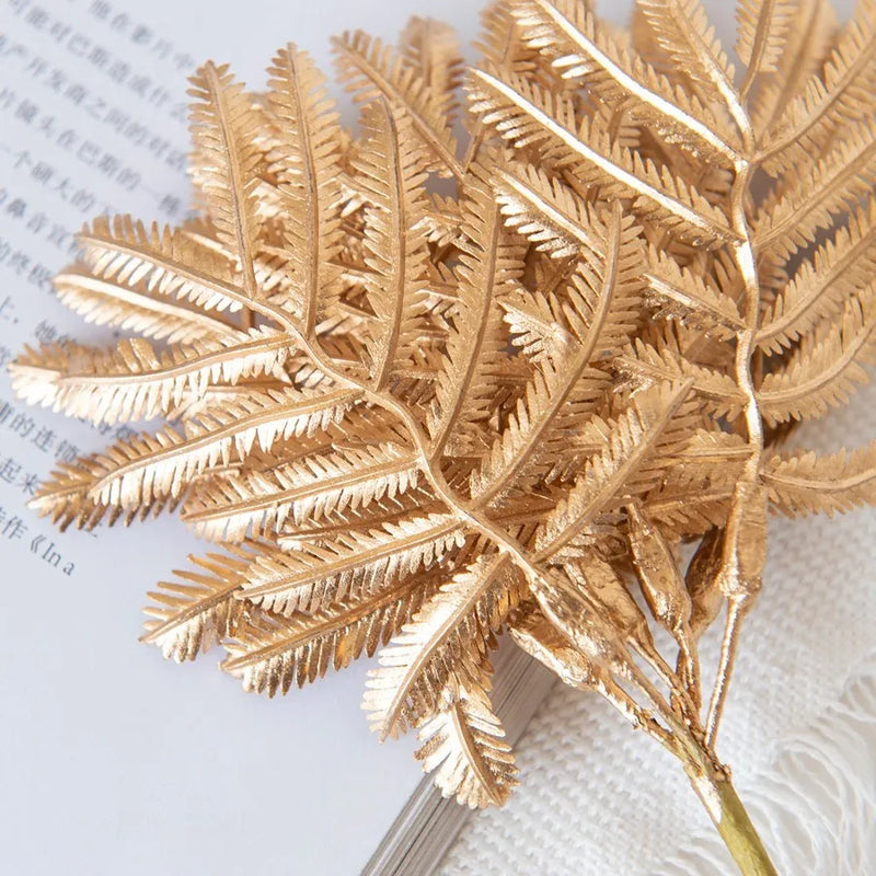 Afralia™ Gold Palm Leaves Vase: Artificial Plants for Home Decoration, Christmas, Wedding