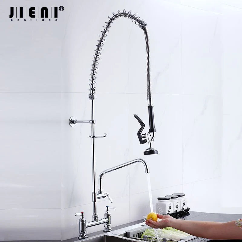 Afralia™ Tall Style Double Handle Kitchen Sink Faucet - Swivel Hot Cold Mixer Taps