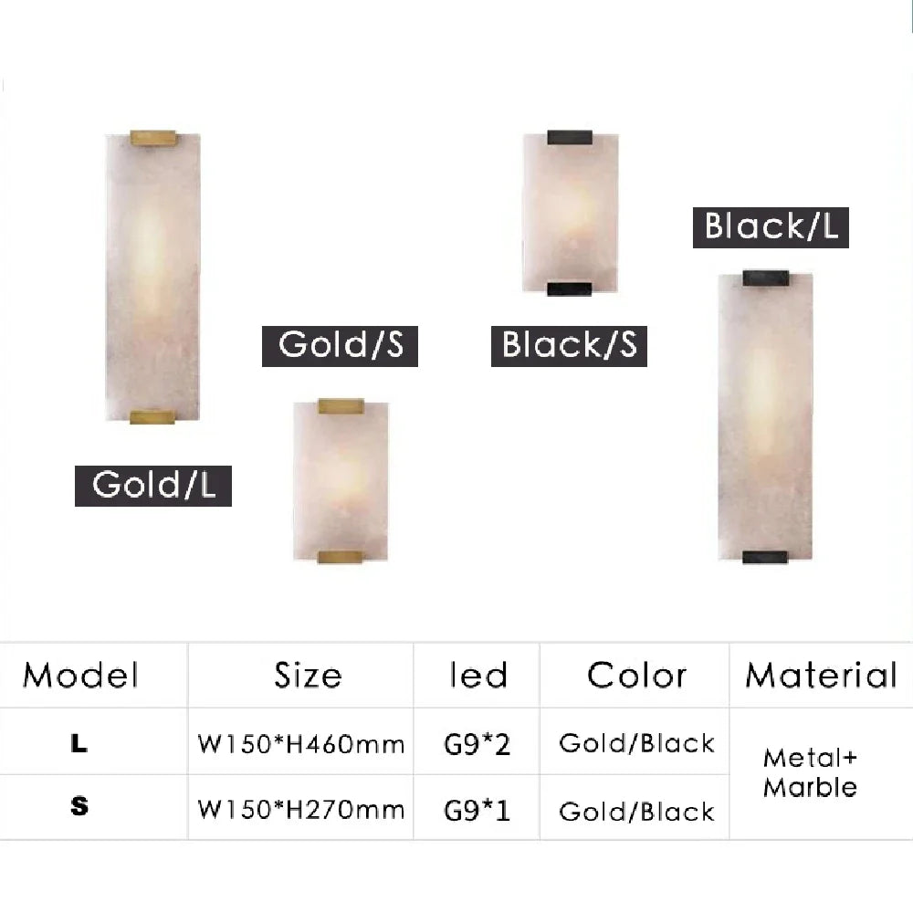 Afralia™ Marble Wall Lamp Gold Black G9 Bedside Luxury Indoor Light Fixture