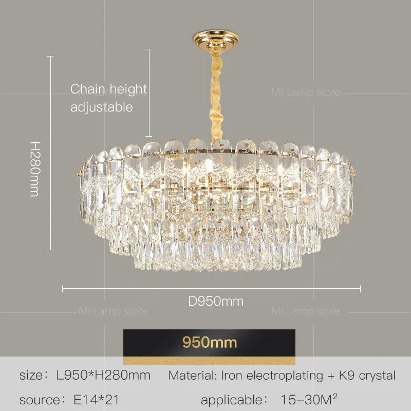 Afralia™ Crystal Chandelier LED Light: Modern Luxury Restaurant Hall Lighting