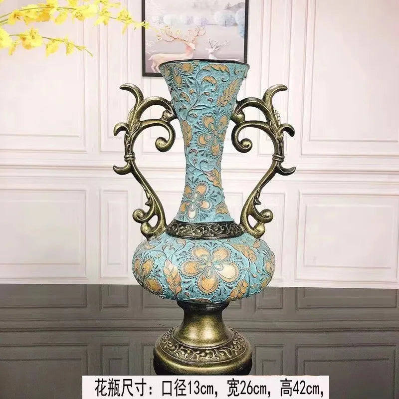Afralia Resin Vase Dried Flowers Arrangement for Living Room Decor
