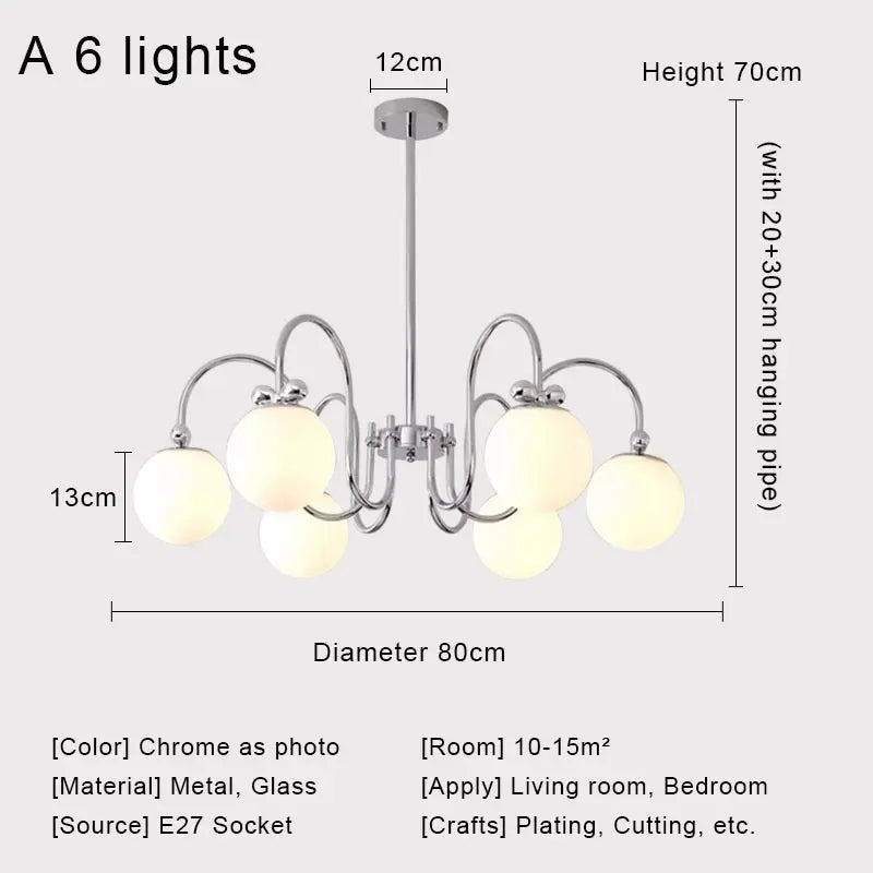 Afralia™ Nordic Chrome Glass Ball Led Chandelier for Modern Home Decor