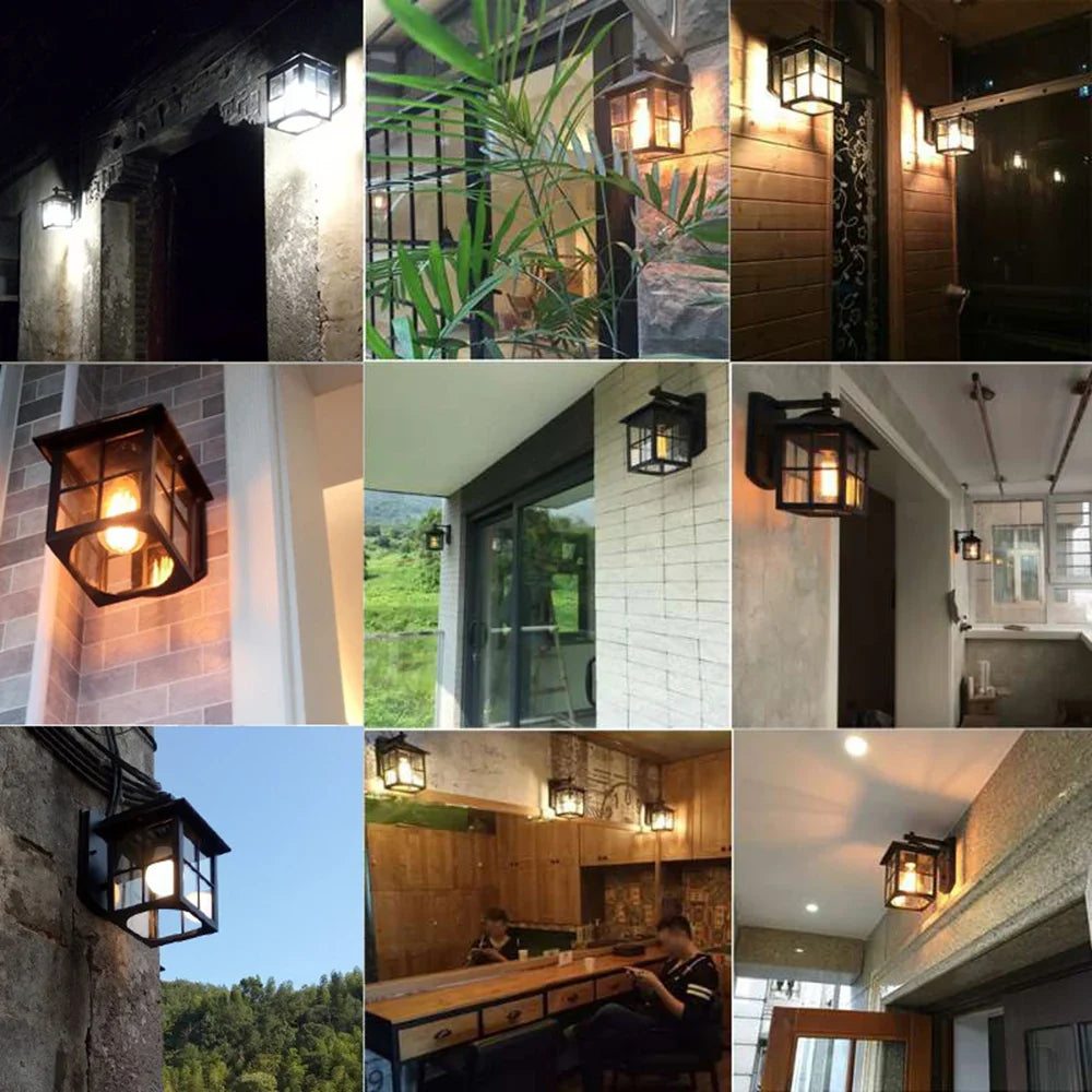 Afralia™ Outdoor Vintage Wall Lamp E27 Sconce Light Fixtures Retro LED Porch Yard Lighting