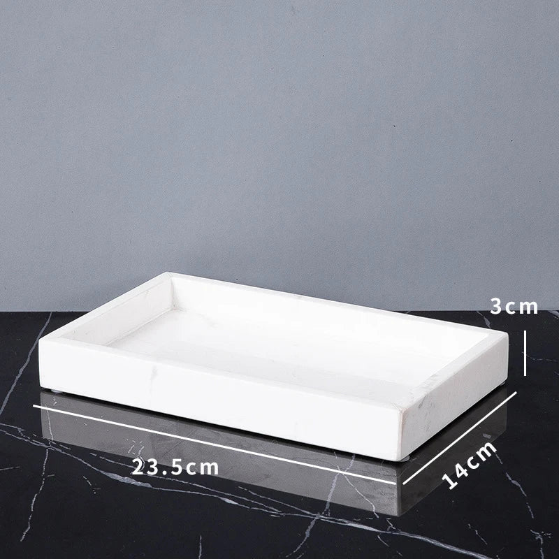 Afralia™ Volakas White Marble Bathroom Set - Soap Dispenser, Tissue Box, Tray