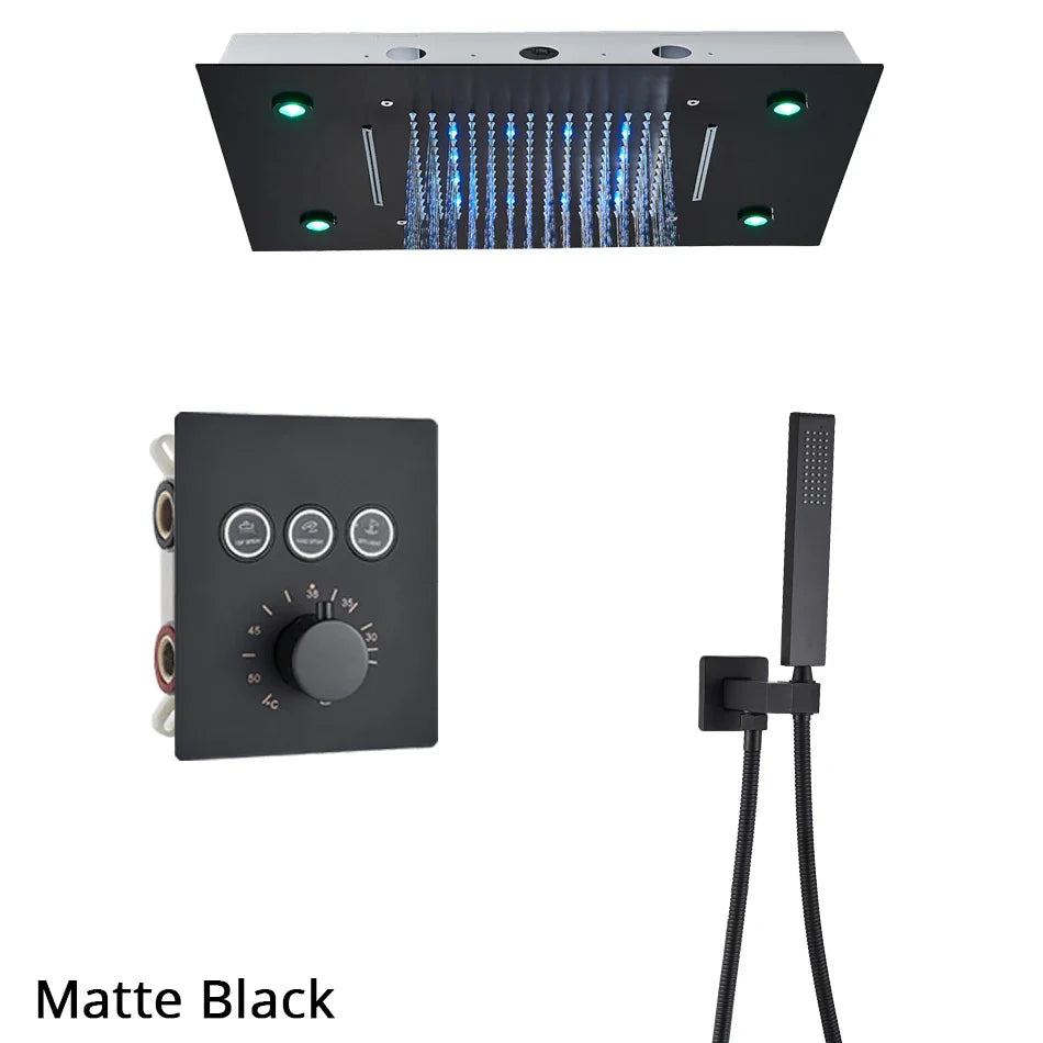 Afralia™ 3-Way Shower System with Rainfall Waterfall Head and Bathtub Mixer Tap.