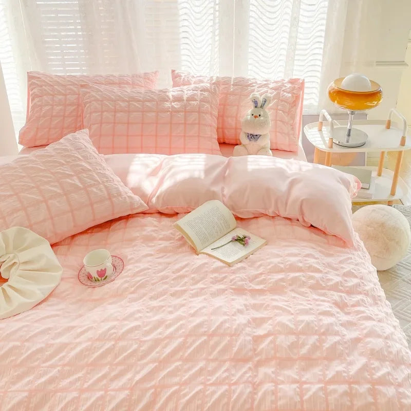 Afralia™ Plush Winter Quilt Set - Cozy Bedding in Solid Colors & Plaid