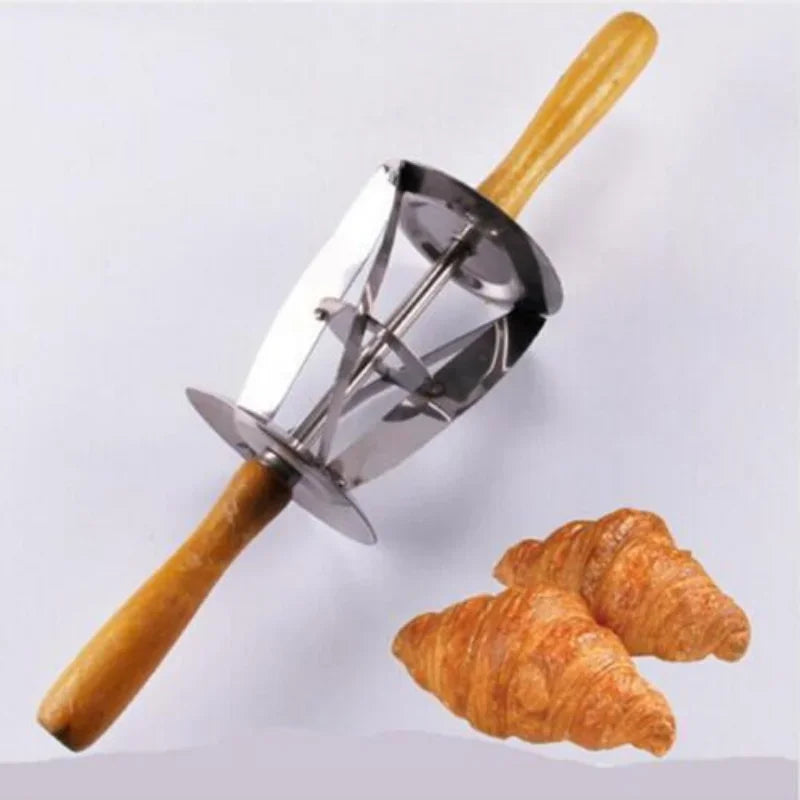 Afralia™ Croissant Dough Cutter: Stainless Steel Handle, Pastry Wheel Knife for Baking