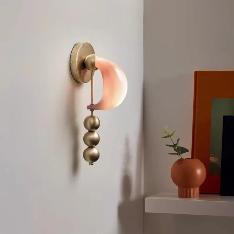 Afralia™ Brass Curve Glass Wall Lamp Bedside Lamps Luxury Wall Mounted Lighting