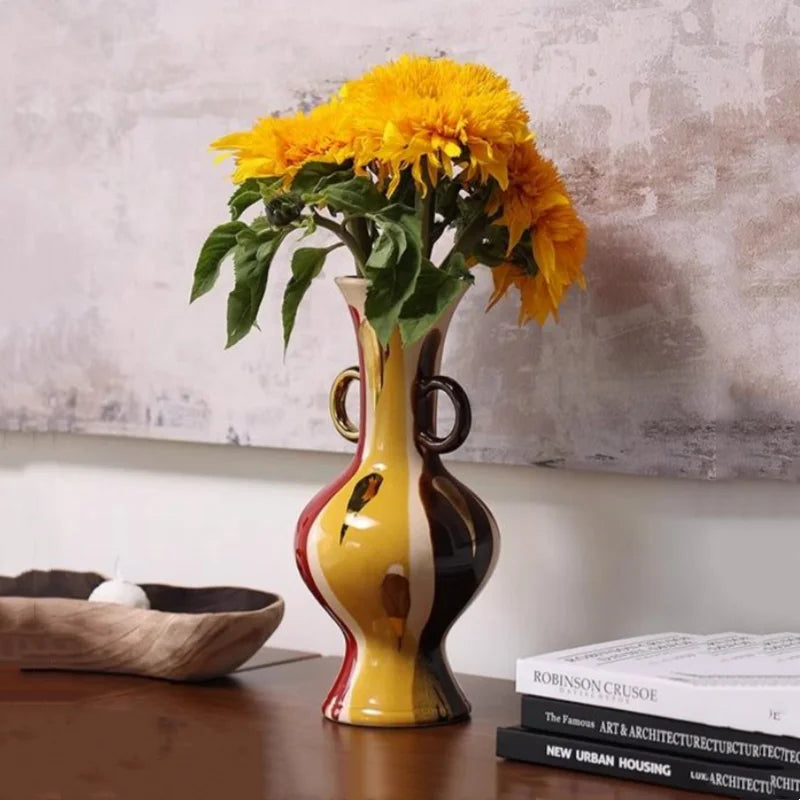 Afralia™ Geometric Horse Head Ceramic Vase & Animal Statue Home Decor