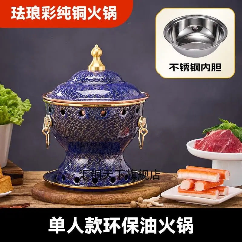 Afralia™ Enamel Copper Hot Pot for Eco-Friendly Cooking