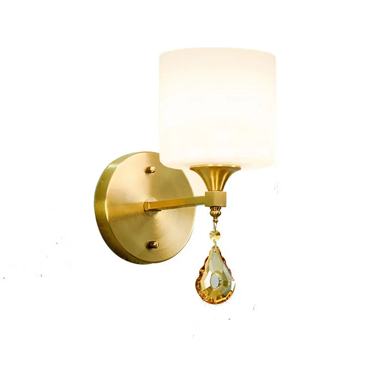 Afralia™ Copper Crystal Wall Lamp for Living Room, Bedroom, and Study Lighting