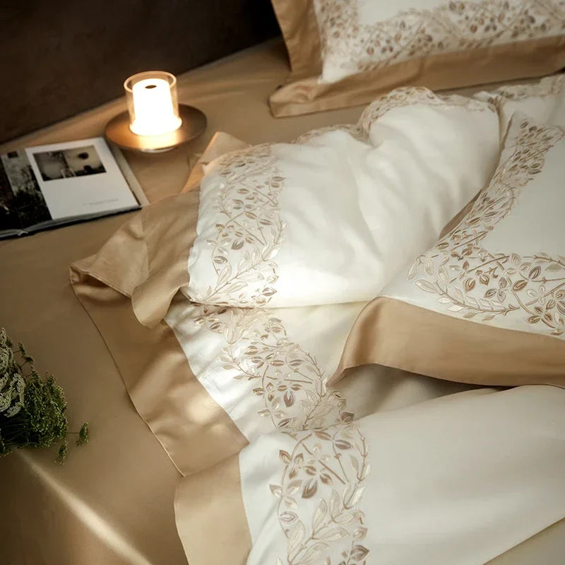 Afralia™ Egyptian Cotton Bedding Set: King/Queen Size Sheets, Blanket, Cover, Pillowcase - Solid Color