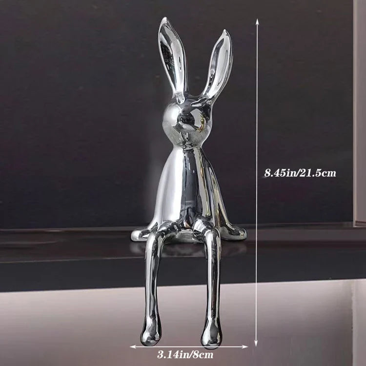 Afralia™ Sitting Rabbit Figurine: Electroplated Decorative Animal Sculpture for Easter Home Decor