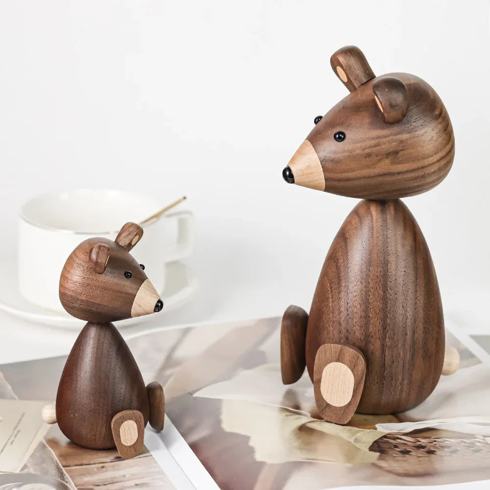 Afralia™ Wooden Bear & Squirrel Family Figurines - High Quality Nordic Design