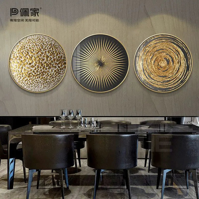 Afralia™ Gold Foil Abstract Decorative Painting for Luxury Dining Spaces
