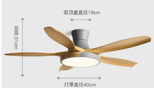 Afralia™ Wood Ceiling Fans 48-60 inch DC Motor LED Light Remote Control Living Bedroom Fan