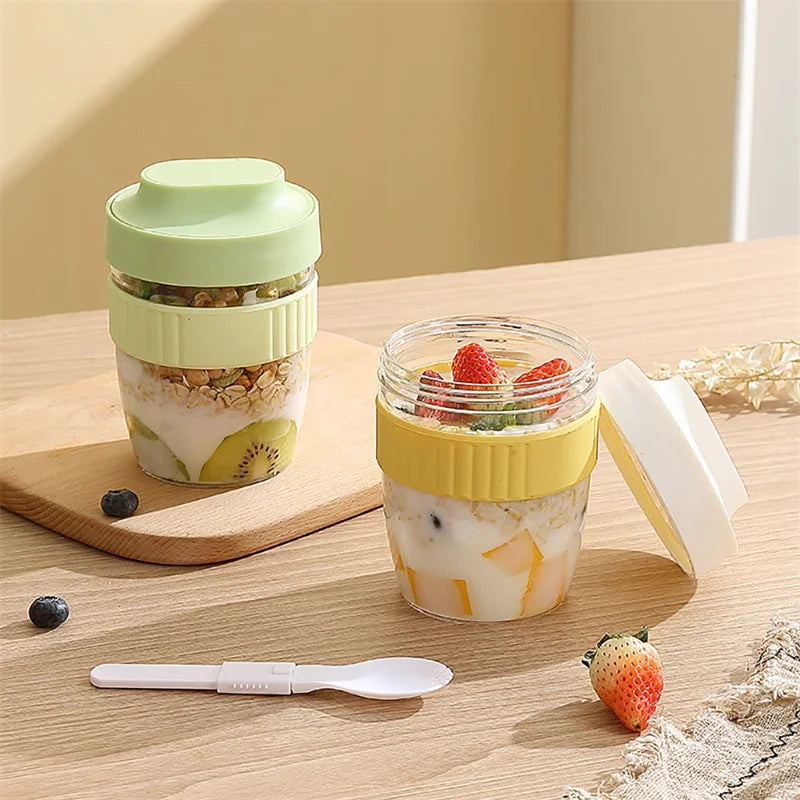 Afralia™ Breakfast Cup with Spoon: Portable Food Storage Container for Students and Picnics