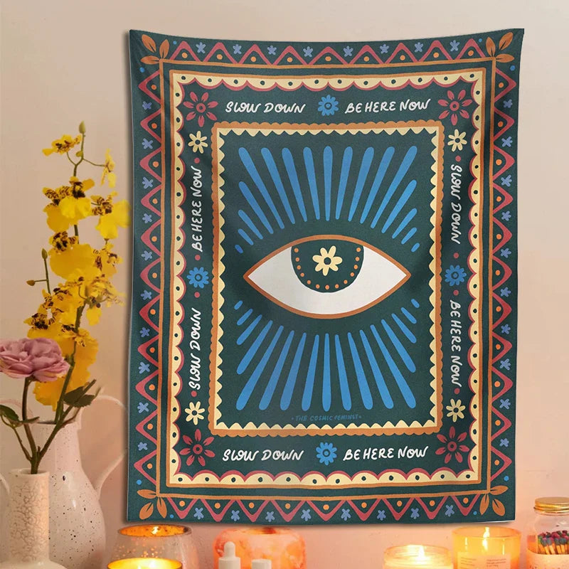 Afralia™ Retro Eye Tapestry Wall Hanging Hippie Boho Decor Witchcraft Tapestries