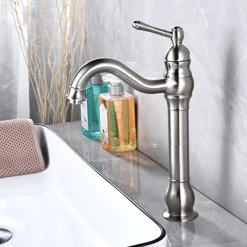 Afralia™ Antique Brass Basin Faucet Single Hole Vessel Sink Mixer Tap - 4 Colors