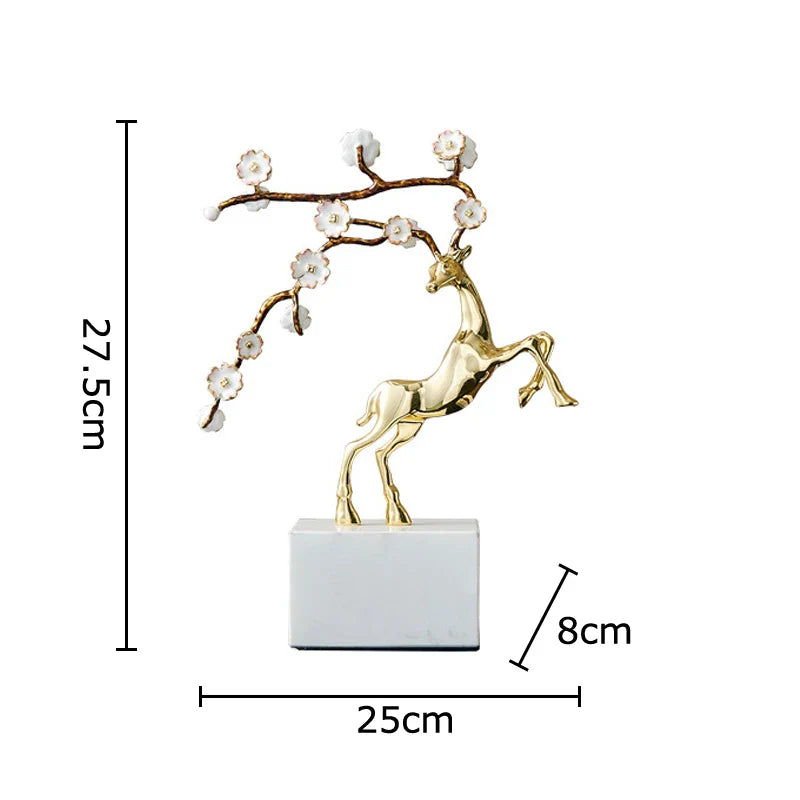Afralia™ Deer Antlers Statue - Enamel Sika Deer Sculpture for Room Decor