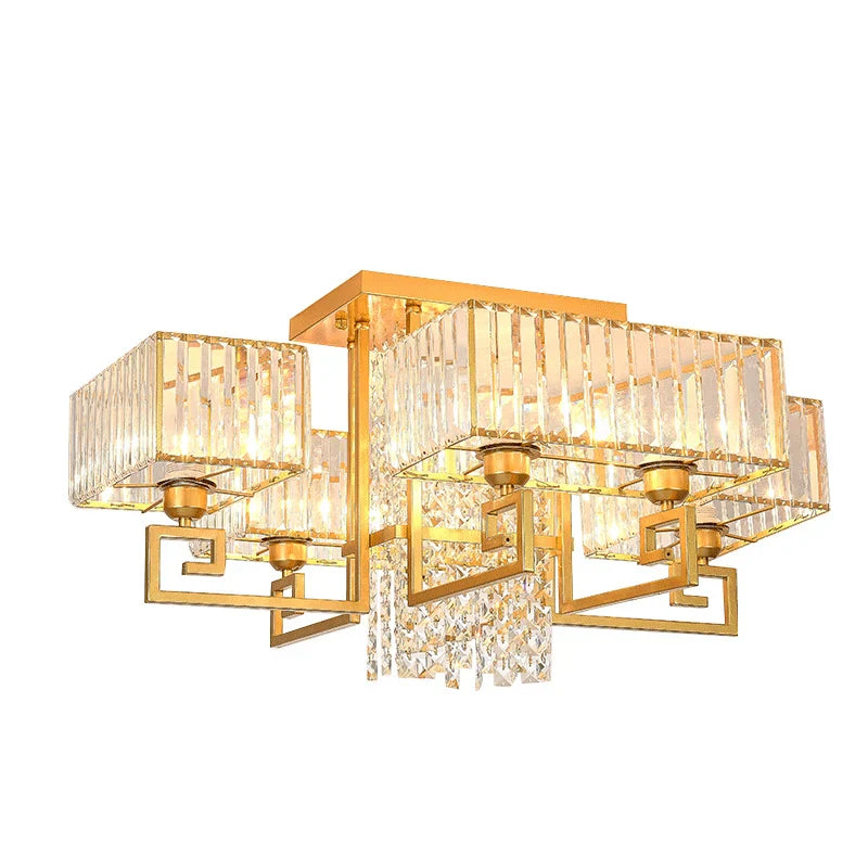 Afralia™ Crystal Rectangular Ceiling Light for Living Room, Bedroom, and Dining Room