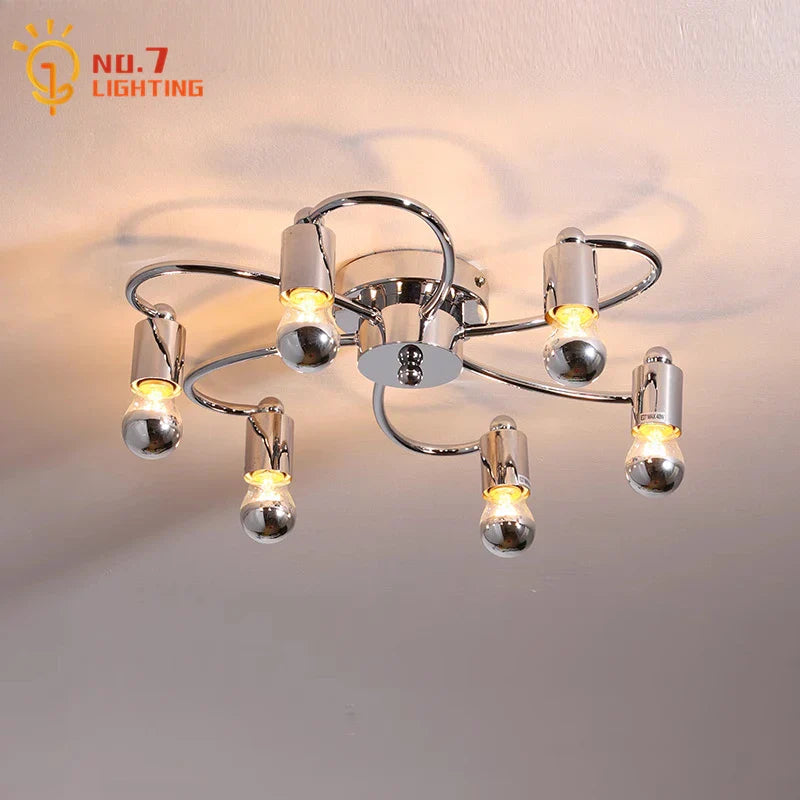 Afralia™ Chrome LED Ceiling Lamp for Living Room Bedroom Study Balcony
